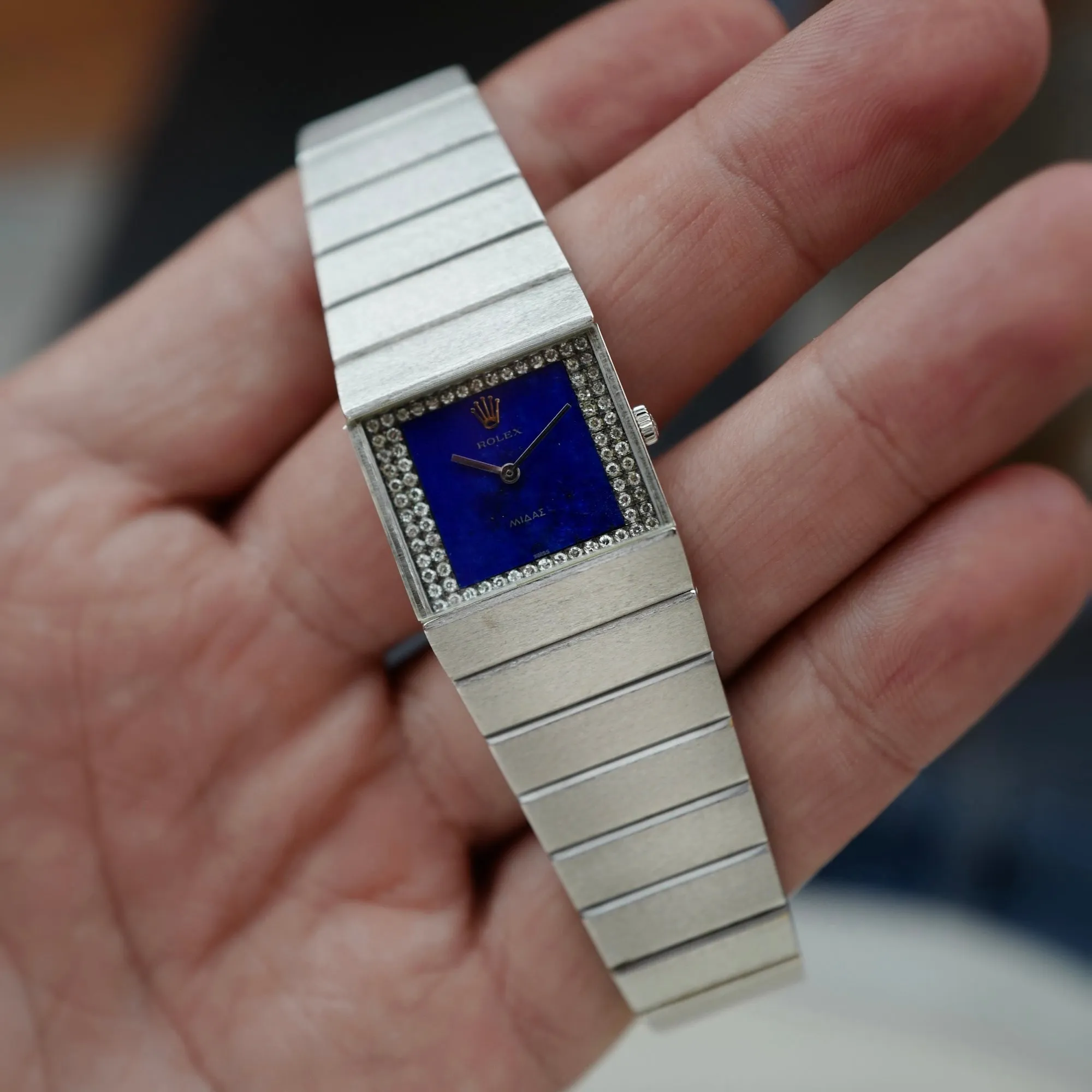 Rolex White Gold Queen Midas Watch Ref. 4314 with Lapis and Diamond Dial (New Arrival)