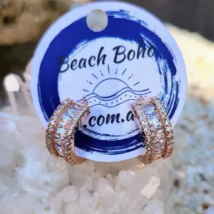 ROSE GOLD - CZ SMALL HUGGIE HOOPS