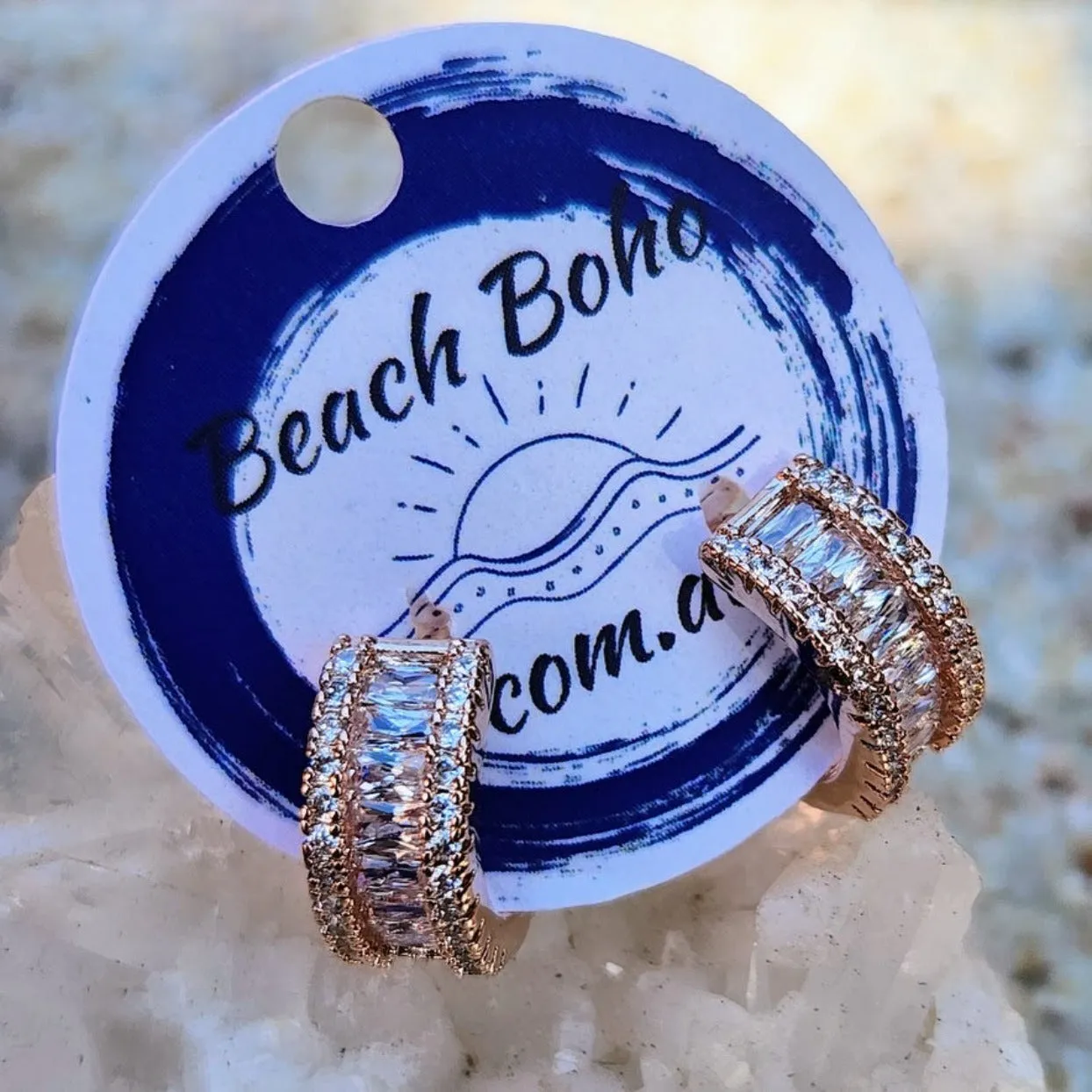 ROSE GOLD - CZ SMALL HUGGIE HOOPS