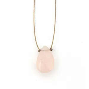 Rose Quartz Faceted Teardrop Necklace