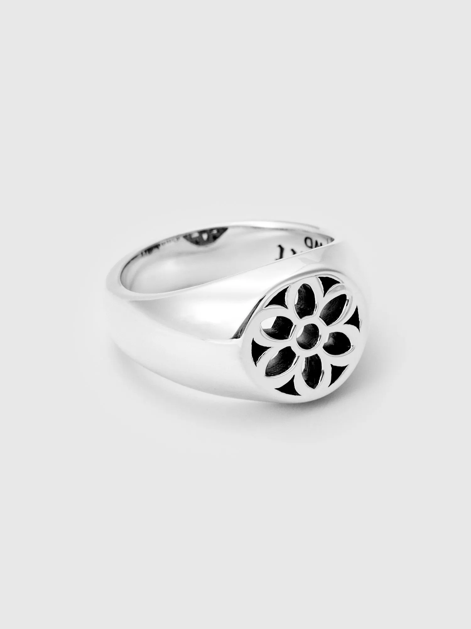 Rosette Signet Ring in Sterling Sliver