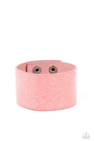 Rosy Wrap Up - Pink -  Rose Flower Leather Urban Paparazzi Wrap Bracelet
