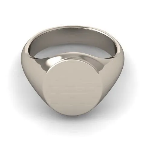Round 11mm -  9 Carat White Gold Signet Ring