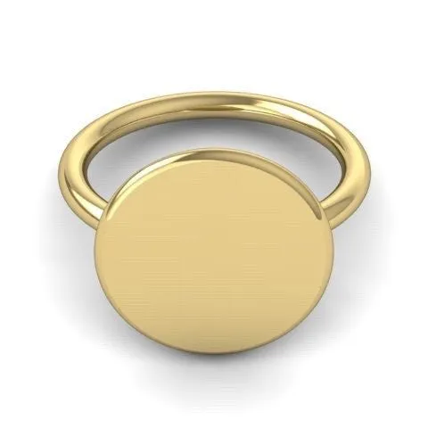 Round 15mm  -  9 Carat Yellow Gold Signet Ring