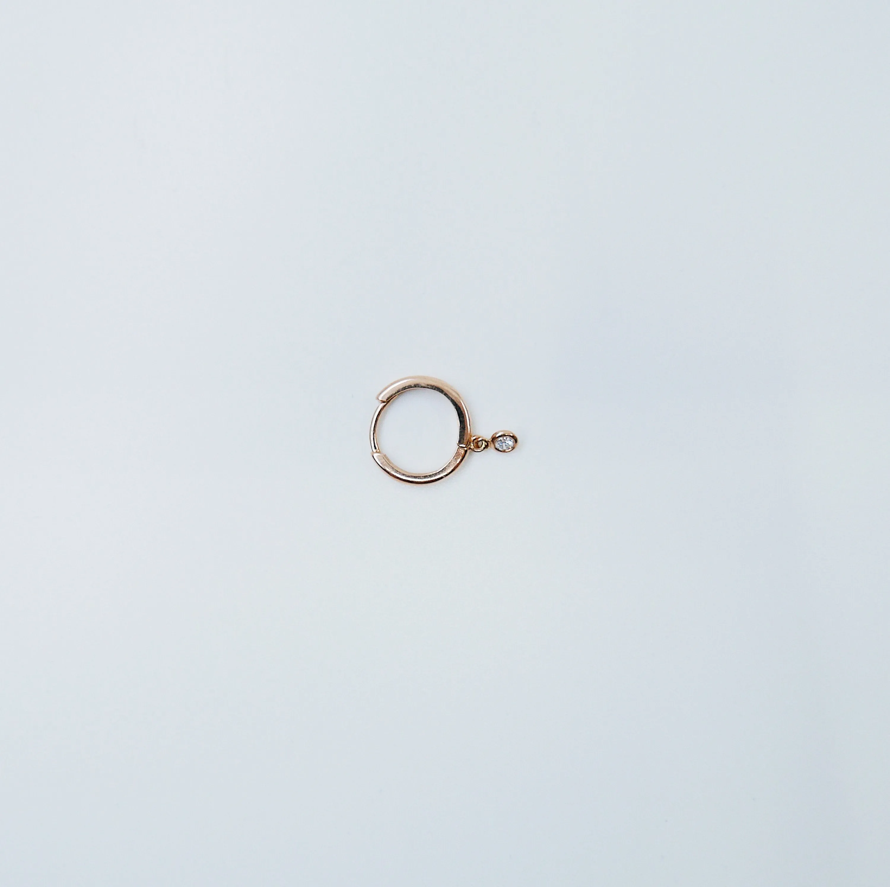 Round Bezel Diamond Charm Hoop - Medium