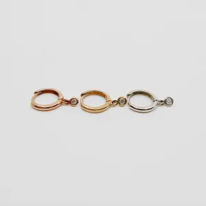 Round Bezel Diamond Charm Hoop - Small