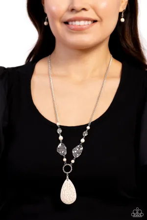Sagebrush Sanctuary - White - Oversized Teardrop Stone Paparazzi Necklace