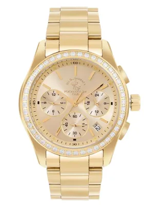Santa barbara polo & racquet club Analog Gold Dial Women's Watch-SB.1.10555-2