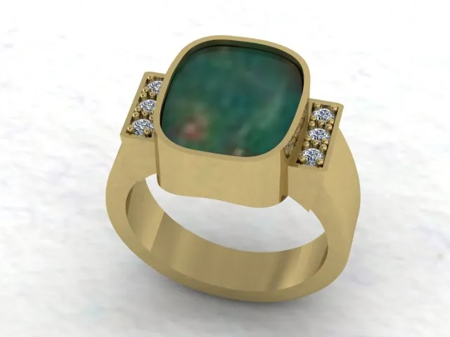 Seal Engraved Bloodstone Custom Made 12mm x 9mm  -  9 Carat Yellow Gold Signet Ring with Diamonds
