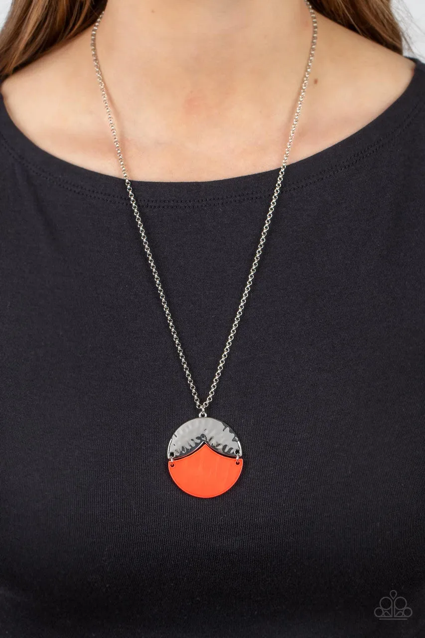 Seaside Sabbatical - Orange - Seashell Disc Paparazzi Short Necklace