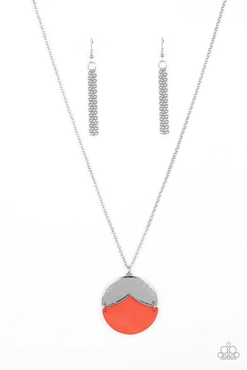 Seaside Sabbatical - Orange - Seashell Disc Paparazzi Short Necklace