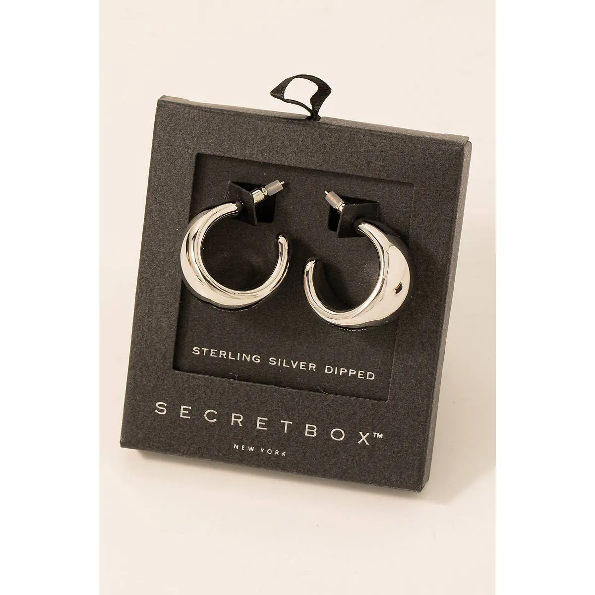 Secret Box Gold Dipped Small Wide Hoop Earrings /Stuffology Boutique