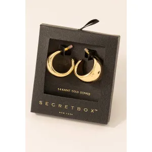 Secret Box Gold Dipped Small Wide Hoop Earrings /Stuffology Boutique