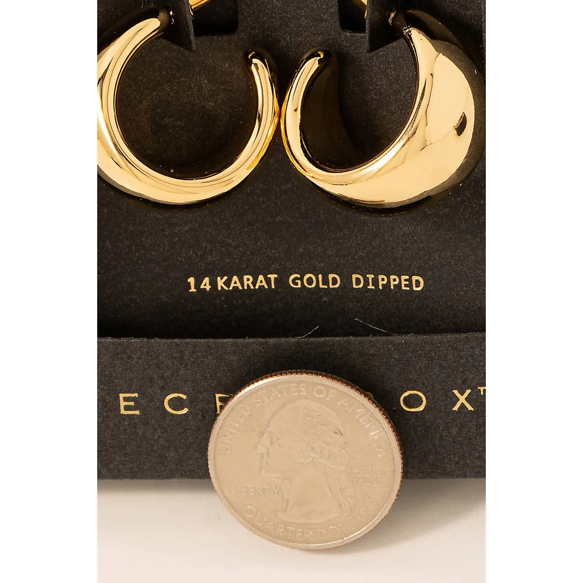 Secret Box Gold Dipped Small Wide Hoop Earrings /Stuffology Boutique