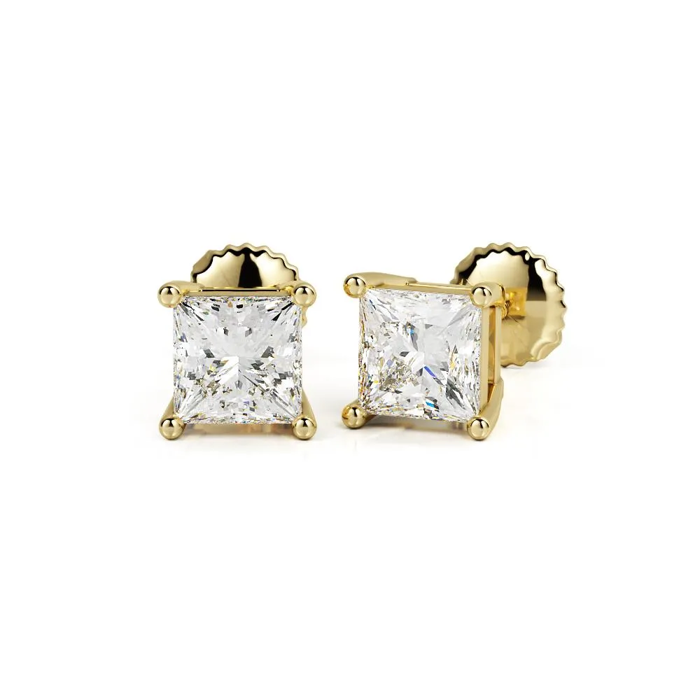 See The Light Solitaire Earrings 2 Natural Diamonds in Yellow Gold