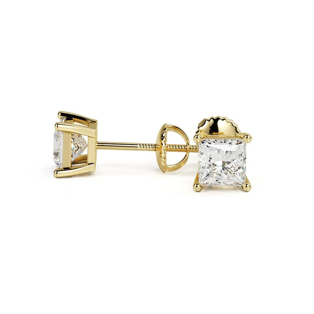 See The Light Solitaire Earrings 2 Natural Diamonds in Yellow Gold