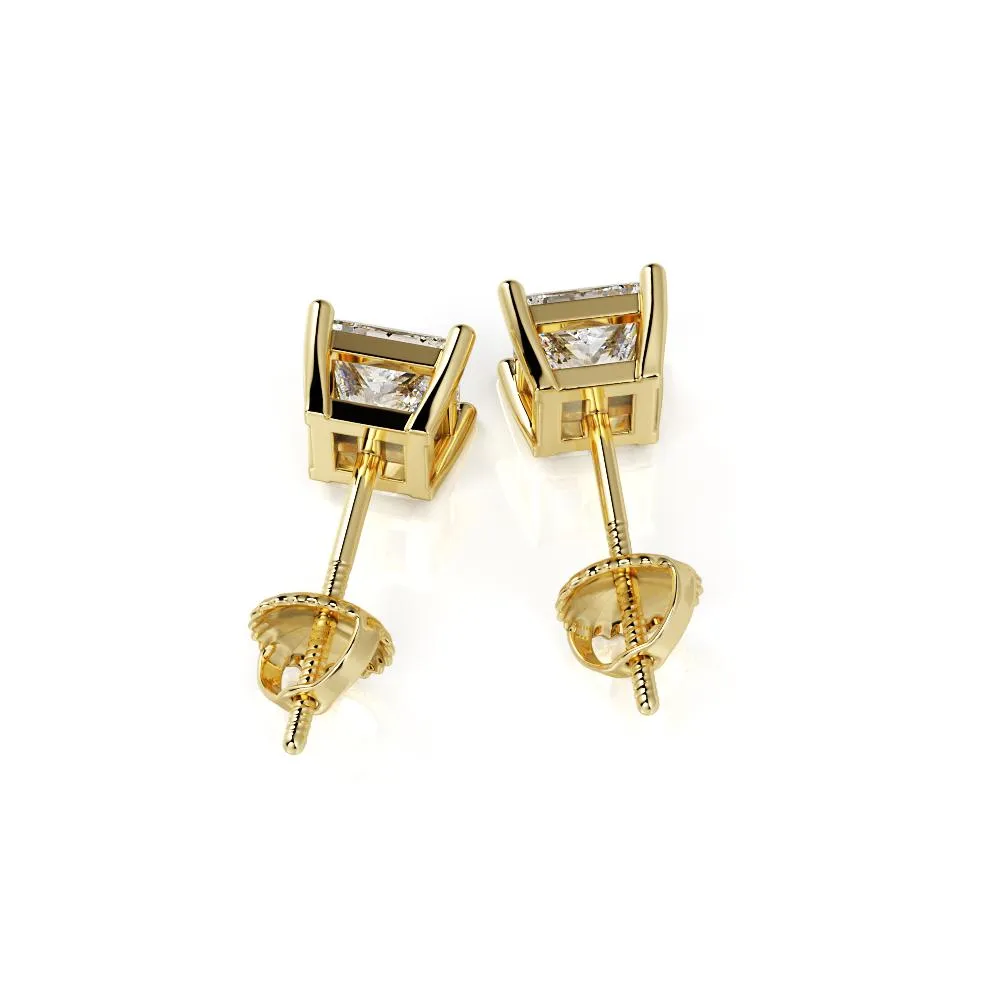 See The Light Solitaire Earrings 2 Natural Diamonds in Yellow Gold