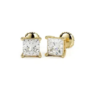 See The Light Solitaire Earrings 2 Natural Diamonds in Yellow Gold