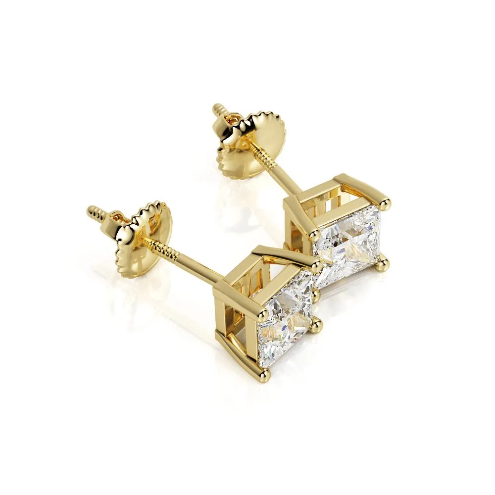 See The Light Solitaire Earrings 2 Natural Diamonds in Yellow Gold