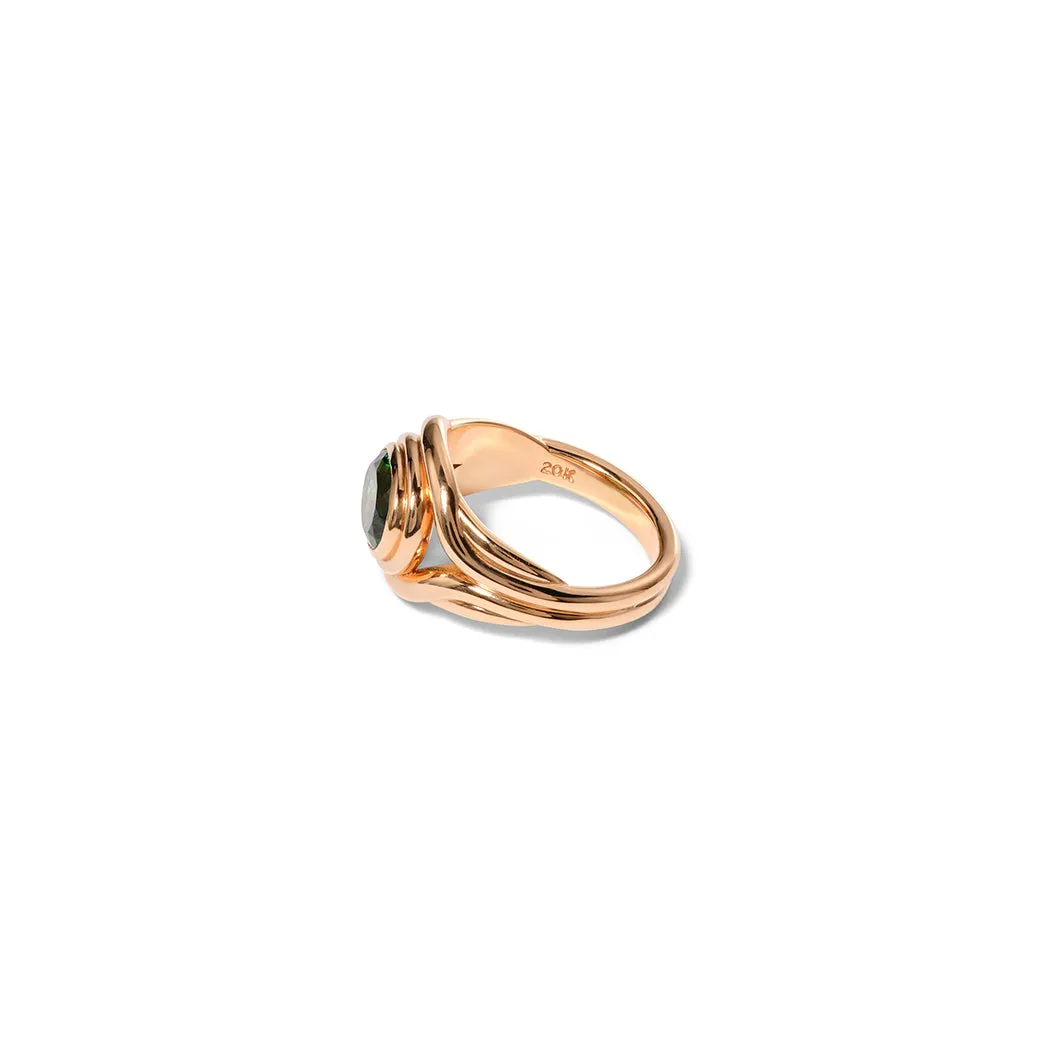 Seed Signet Ring - Emerald Blue Tourmaline