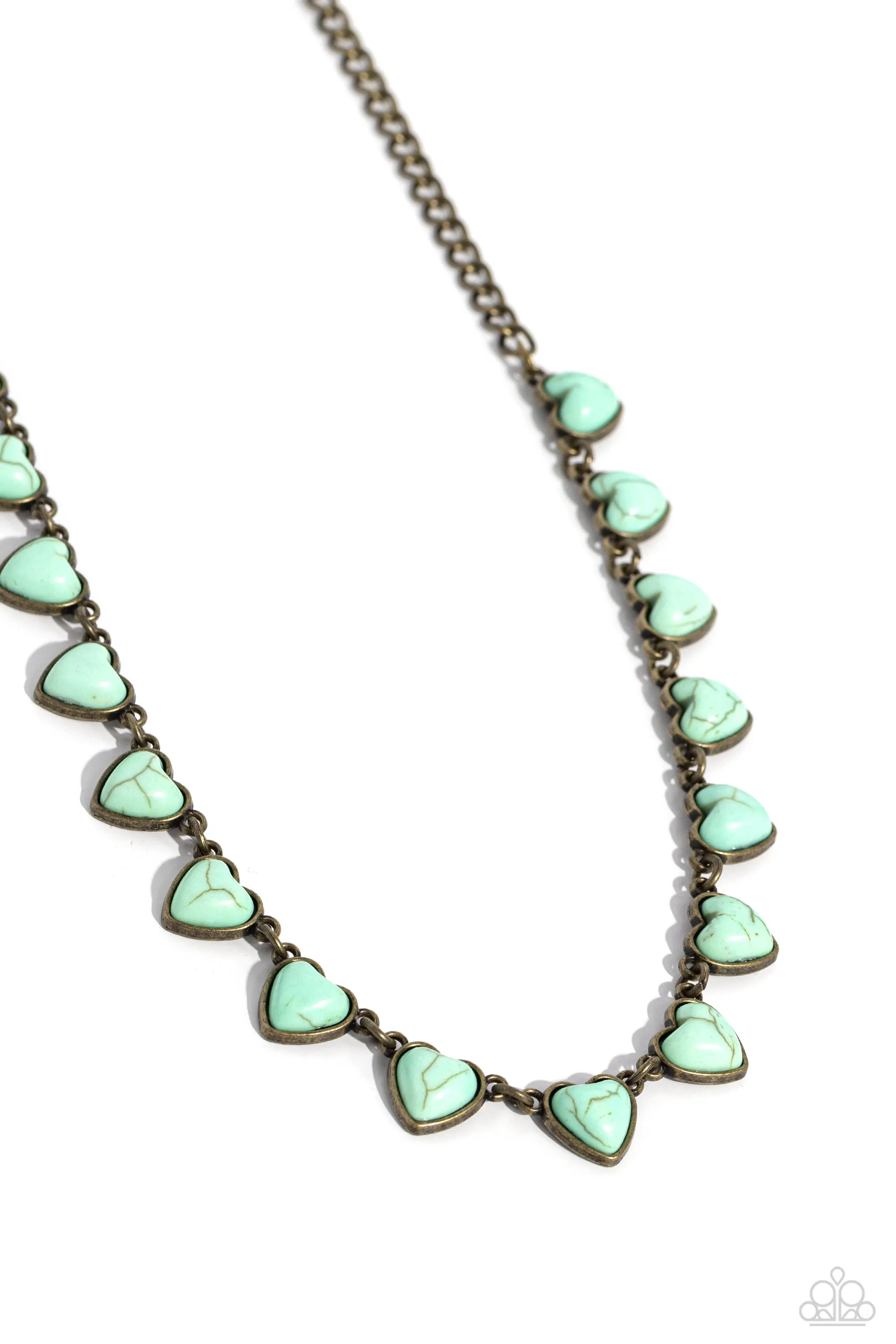 Sentimental Stones - Brass - Blue Heart Stone Paparazzi Short Necklace