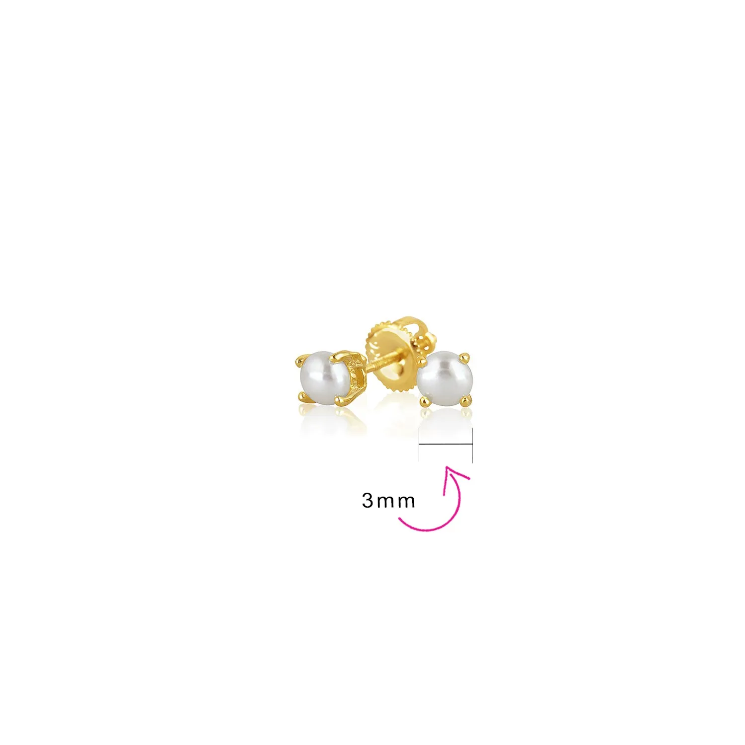 Set of 2 Tiny Freshwater Pearl Stud Earrings Silver Gold Plated Sterling Silver