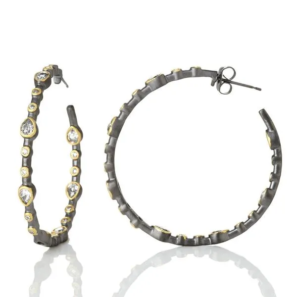Signature Teardrop Bezel Hoop Earrings