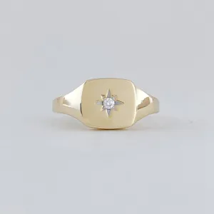 Signet Diamond Star Ring