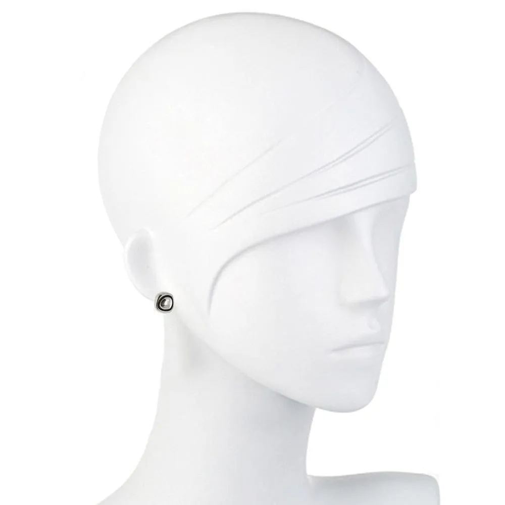 Silver Button Clip Earring
