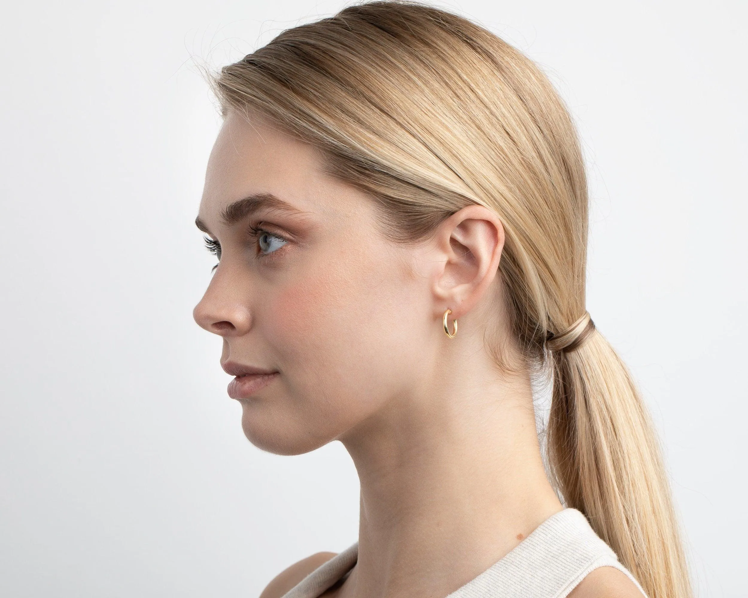 Silver Hoop Earrings - 18K Gold Vermeil