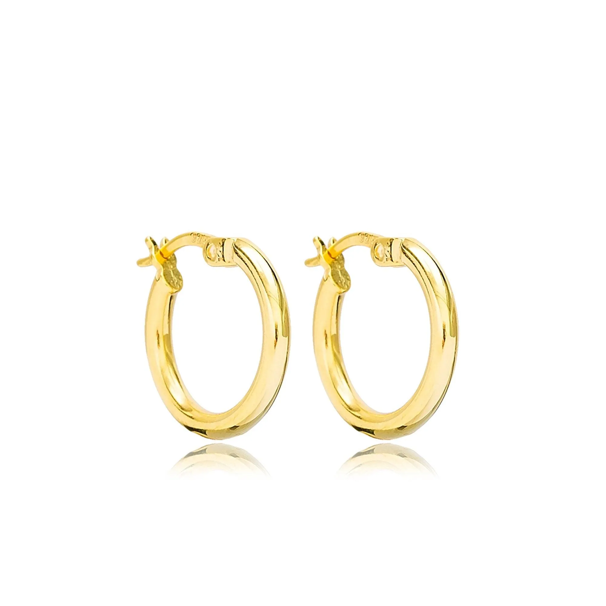 Silver Hoop Earrings - 18K Gold Vermeil