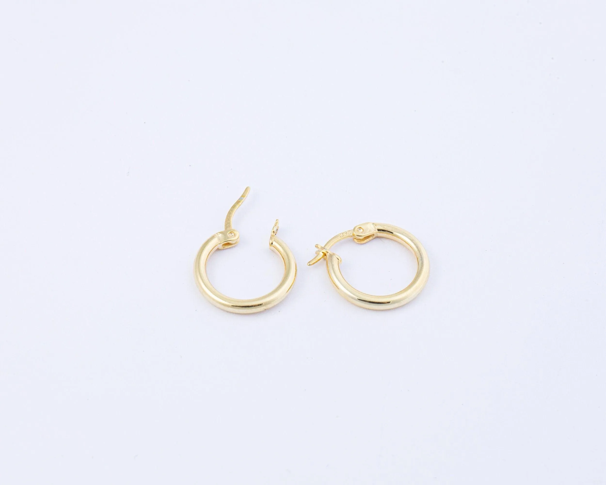 Silver Hoop Earrings - 18K Gold Vermeil