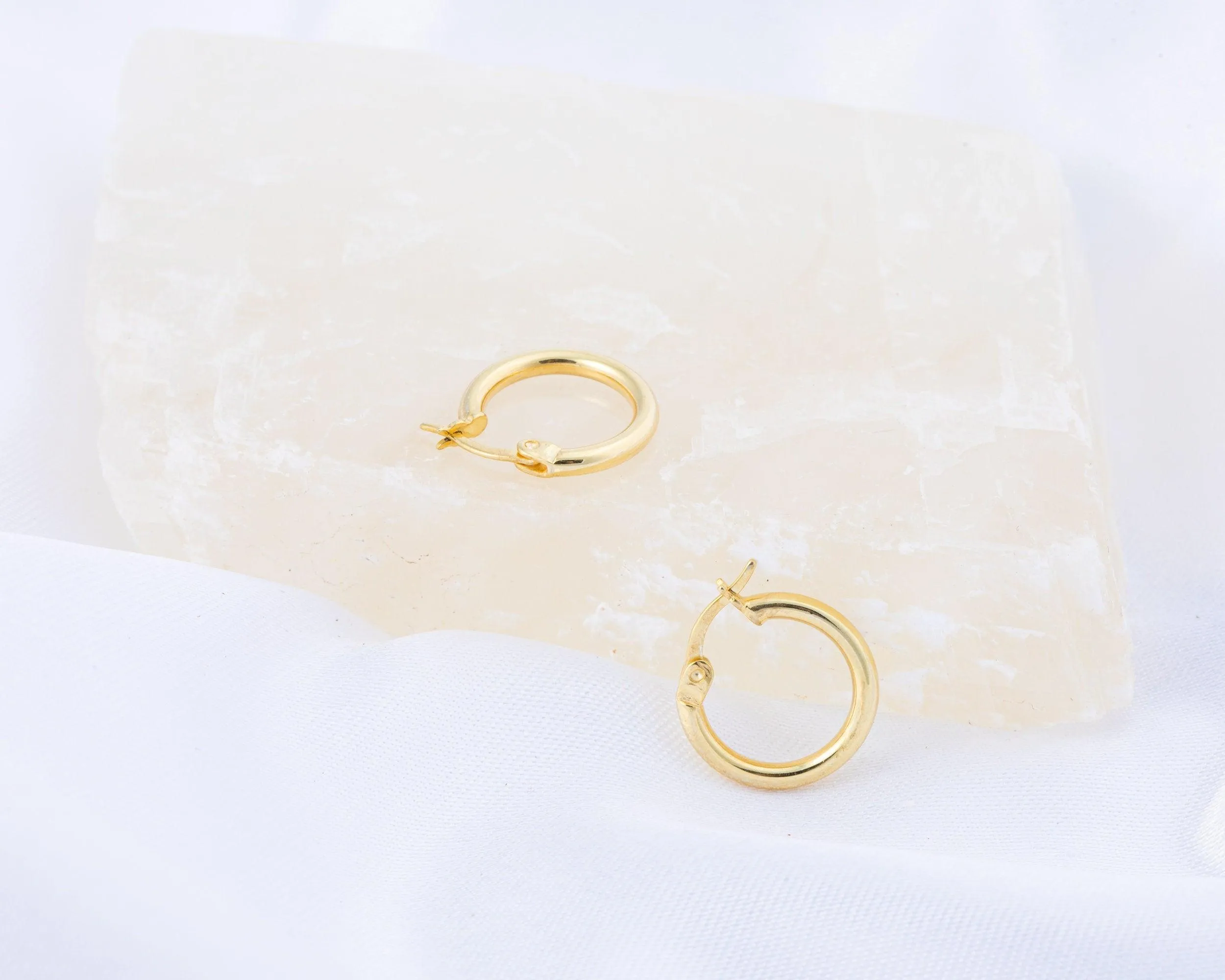 Silver Hoop Earrings - 18K Gold Vermeil