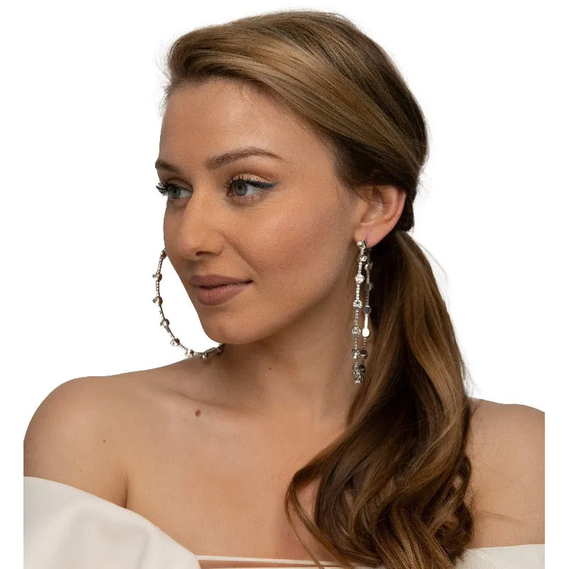 Silver Lining Rhinestone Hoop Earrings (2 Colors)