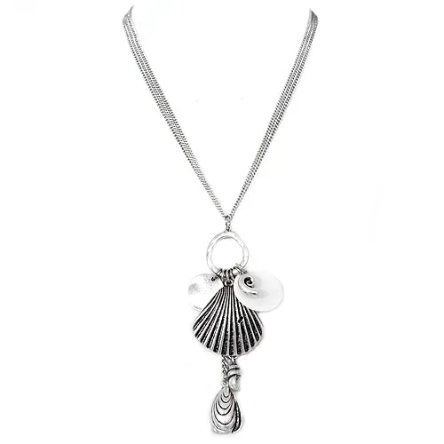 SILVER MOTHER OF PEARL NECKLACE  #SC29089_SIL-MOP (AI16/B14)