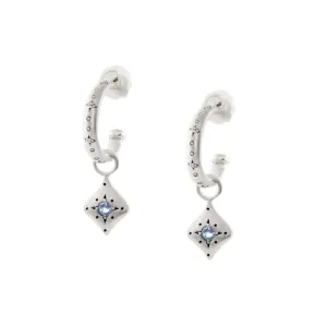 Silver Night Charm Hoops