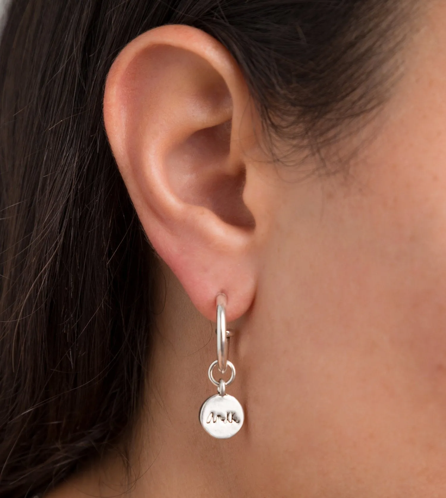 Silver plated logo hoop earrings
