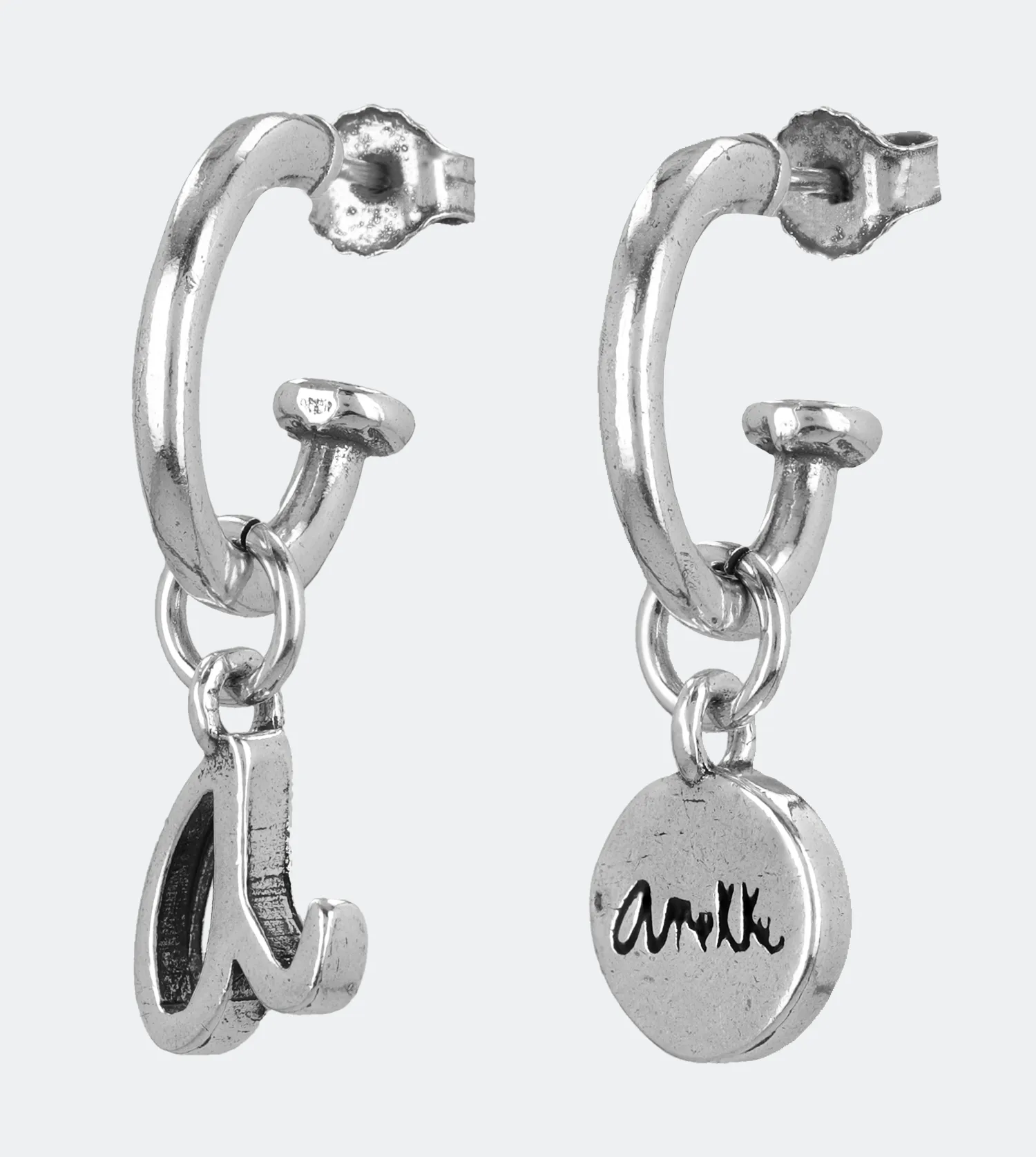Silver plated logo hoop earrings