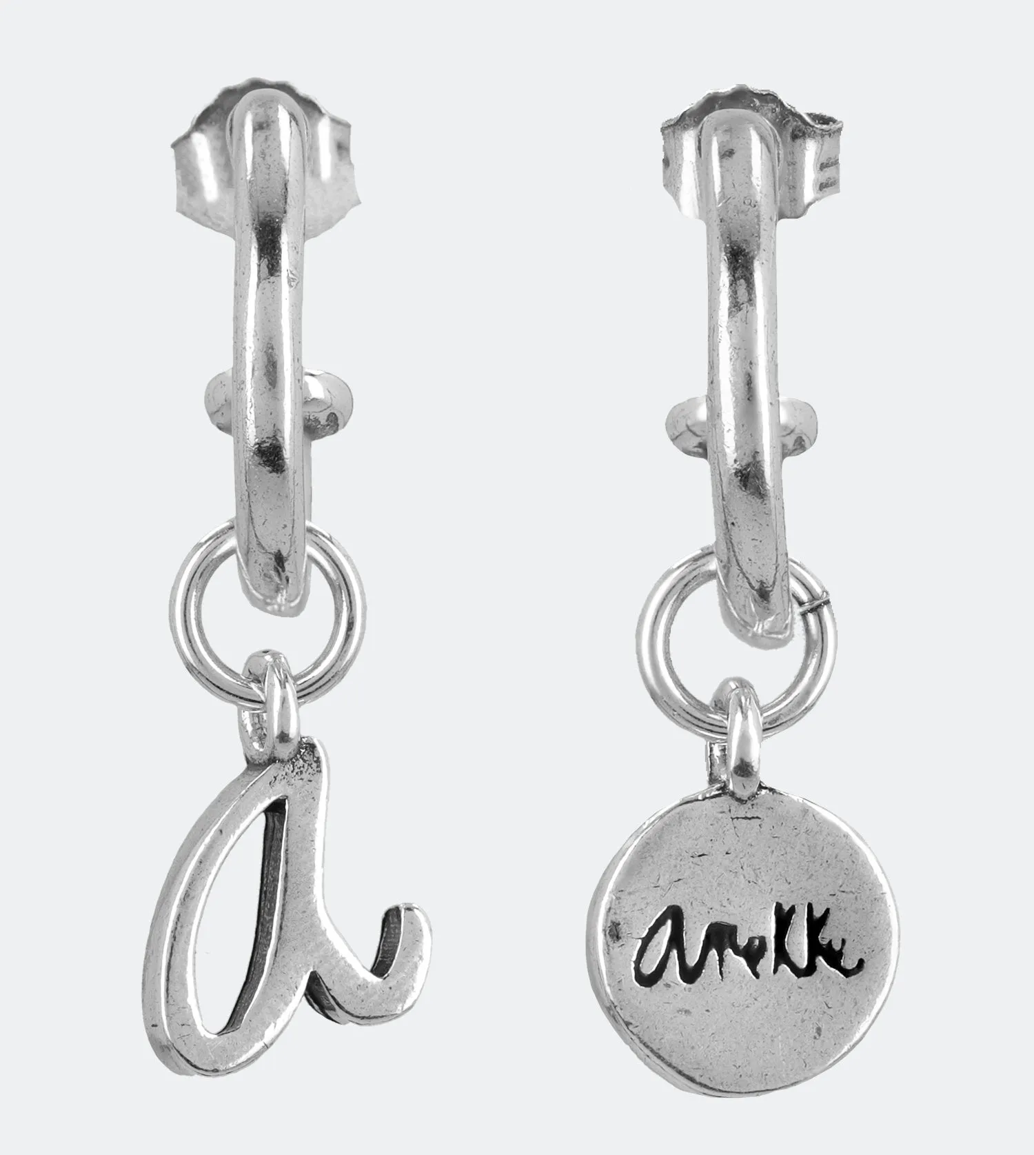 Silver plated logo hoop earrings