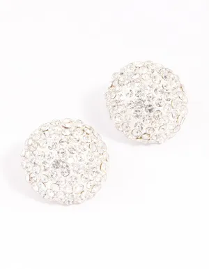 Silver Statement Diamante Dome Stud Earrings