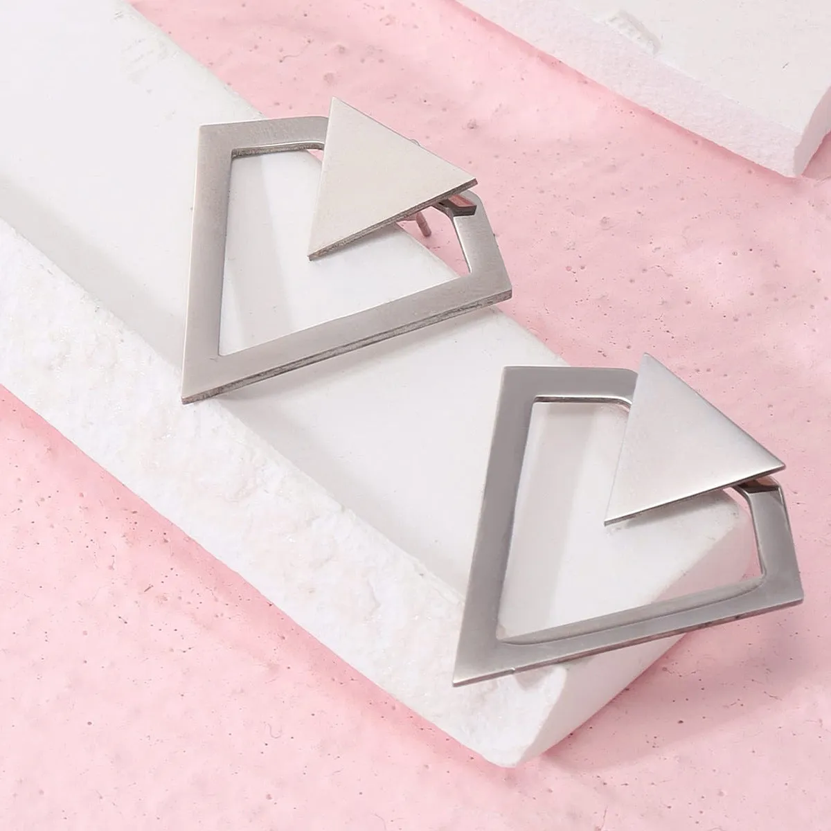 Simple Style Cool Style Geometric Polishing 304 Stainless Steel Ear Stud