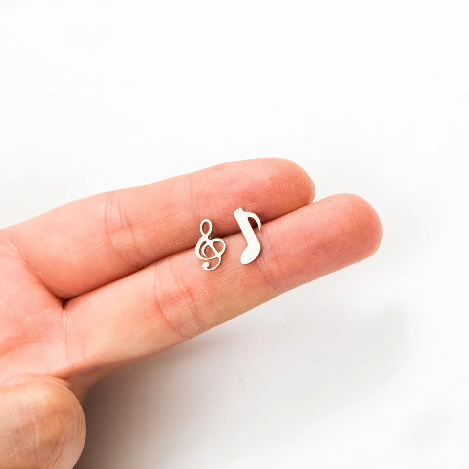 Simple Style Notes Plating 304 Stainless Steel No Inlaid Earrings Ear Studs