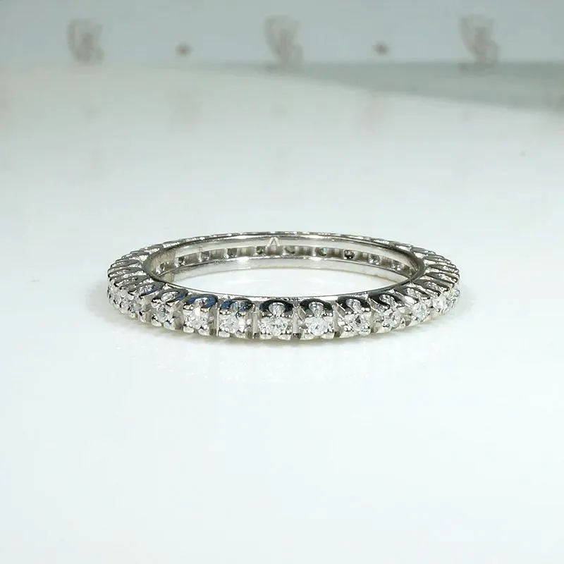Slender Mid Century Diamond & White Gold Eternity Band