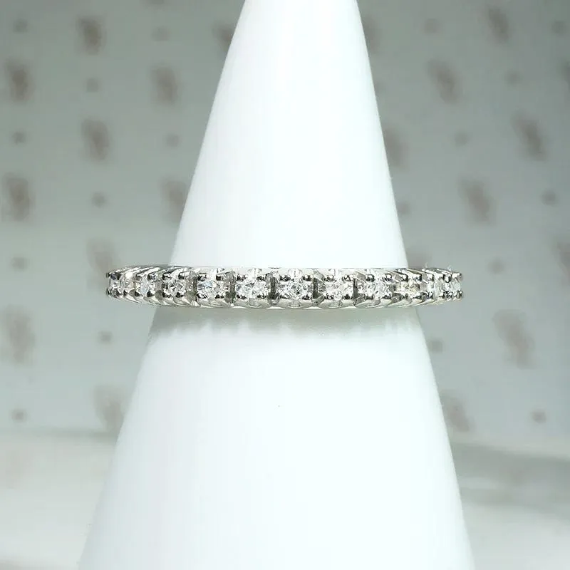 Slender Mid Century Diamond & White Gold Eternity Band