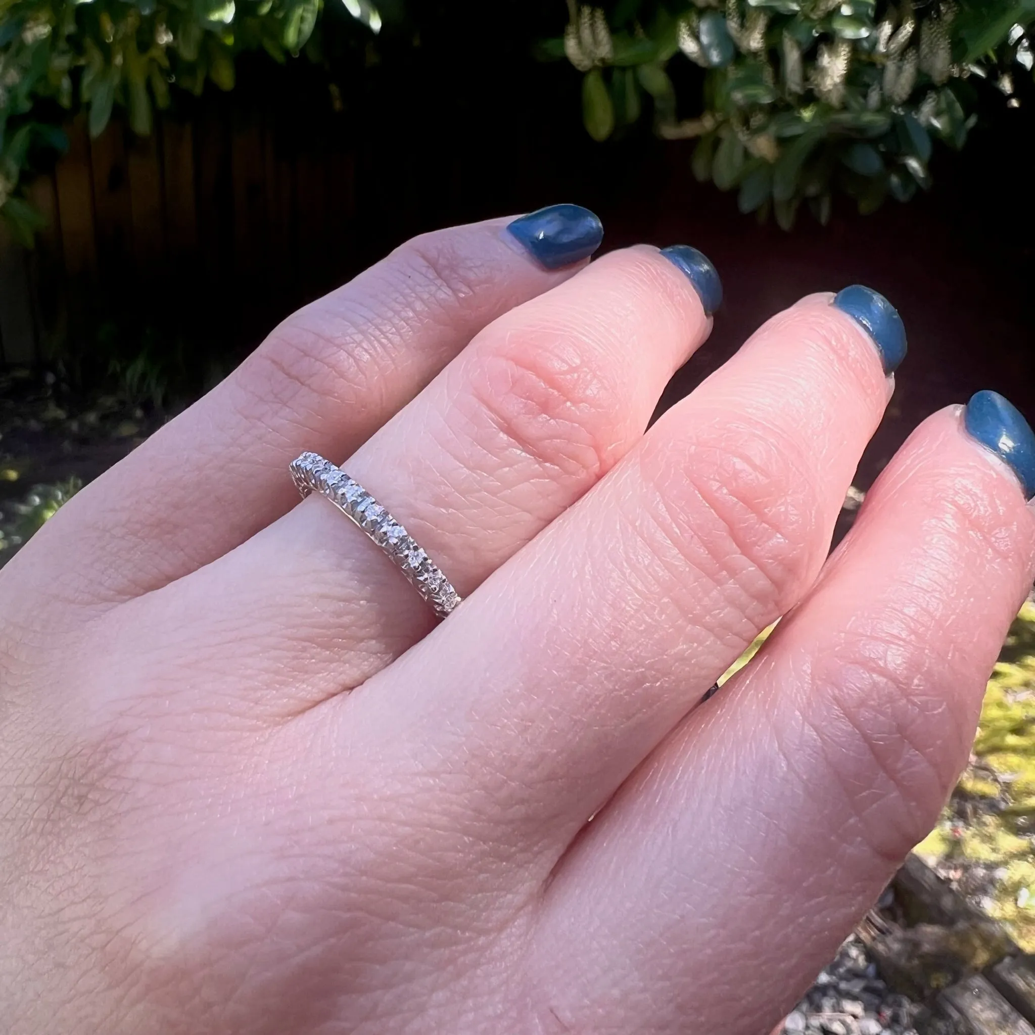 Slender Mid Century Diamond & White Gold Eternity Band