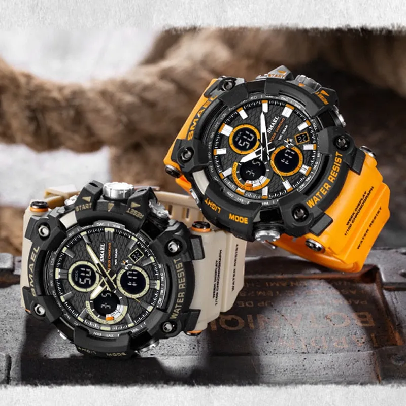 SMAEL 1802 Sports Men&#39;s Watches Top Brand Luxury Military Quartz Watch Men Waterproof Shock Male Digital Clock Relogio Masculino