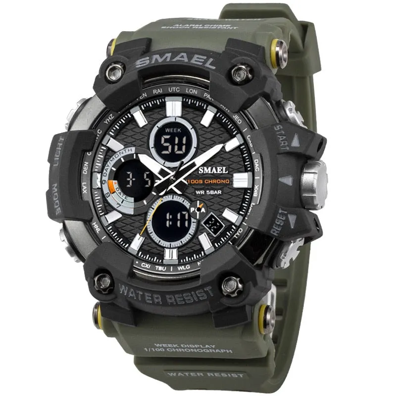 SMAEL 1802 Sports Men&#39;s Watches Top Brand Luxury Military Quartz Watch Men Waterproof Shock Male Digital Clock Relogio Masculino