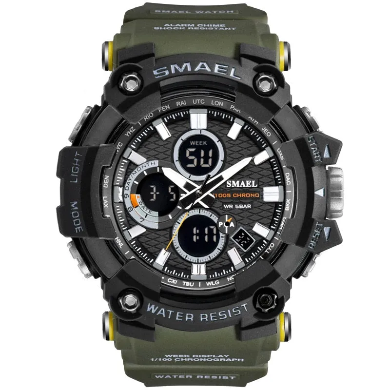 SMAEL 1802 Sports Men&#39;s Watches Top Brand Luxury Military Quartz Watch Men Waterproof Shock Male Digital Clock Relogio Masculino