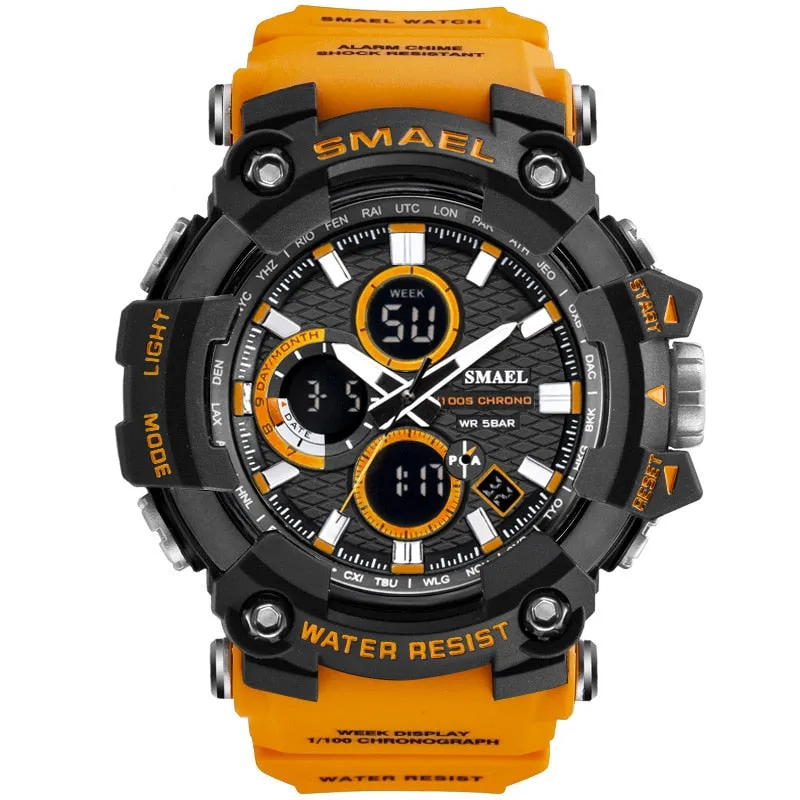 SMAEL 1802 Sports Men&#39;s Watches Top Brand Luxury Military Quartz Watch Men Waterproof Shock Male Digital Clock Relogio Masculino