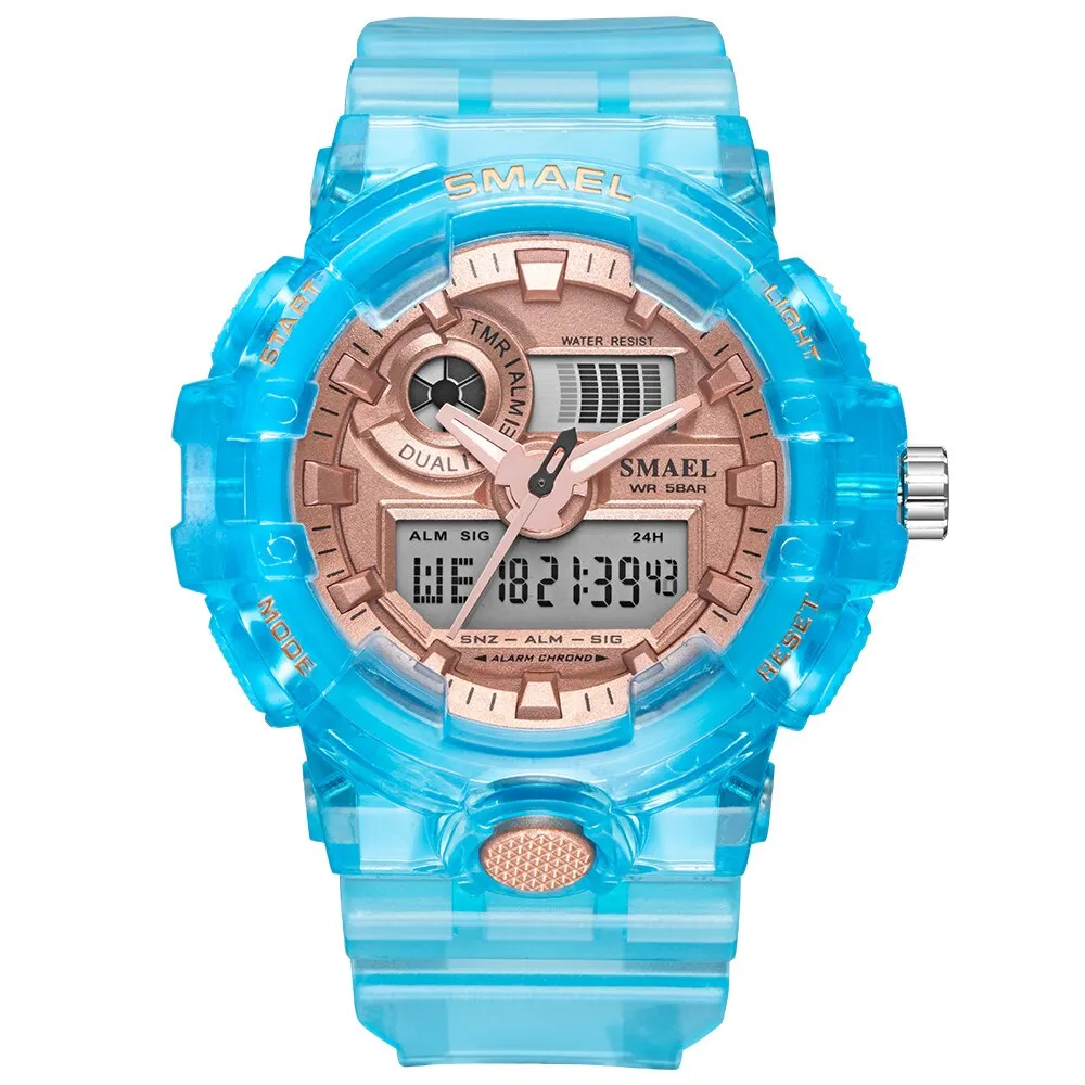 SMAEL Sport Watch Men Waterproof Top Brand Digital Watches Quality Plastic Watch Band Dual Display Wristwatch Relogio Masculino